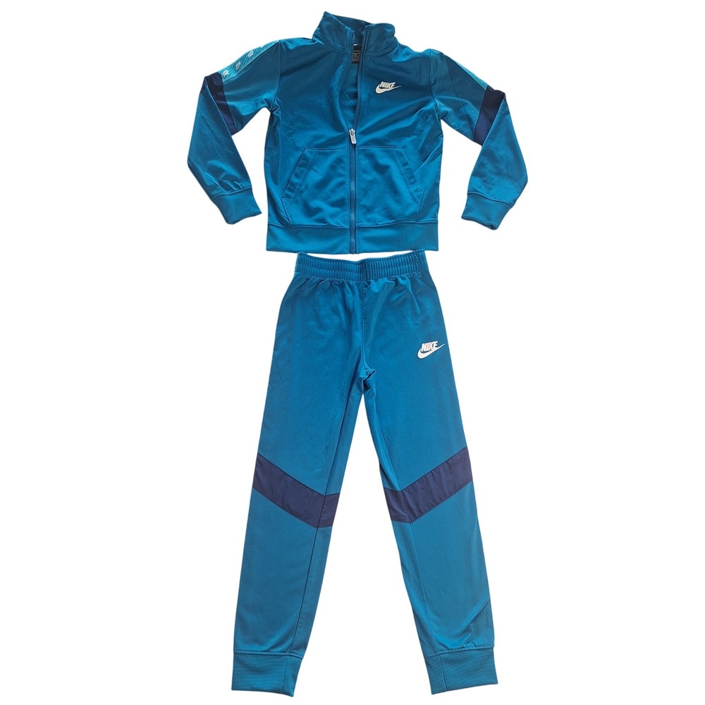 Nike Boys Teal Blue Tracksuit Set Zip Jacket and Joggers Size 7 6-7YRS